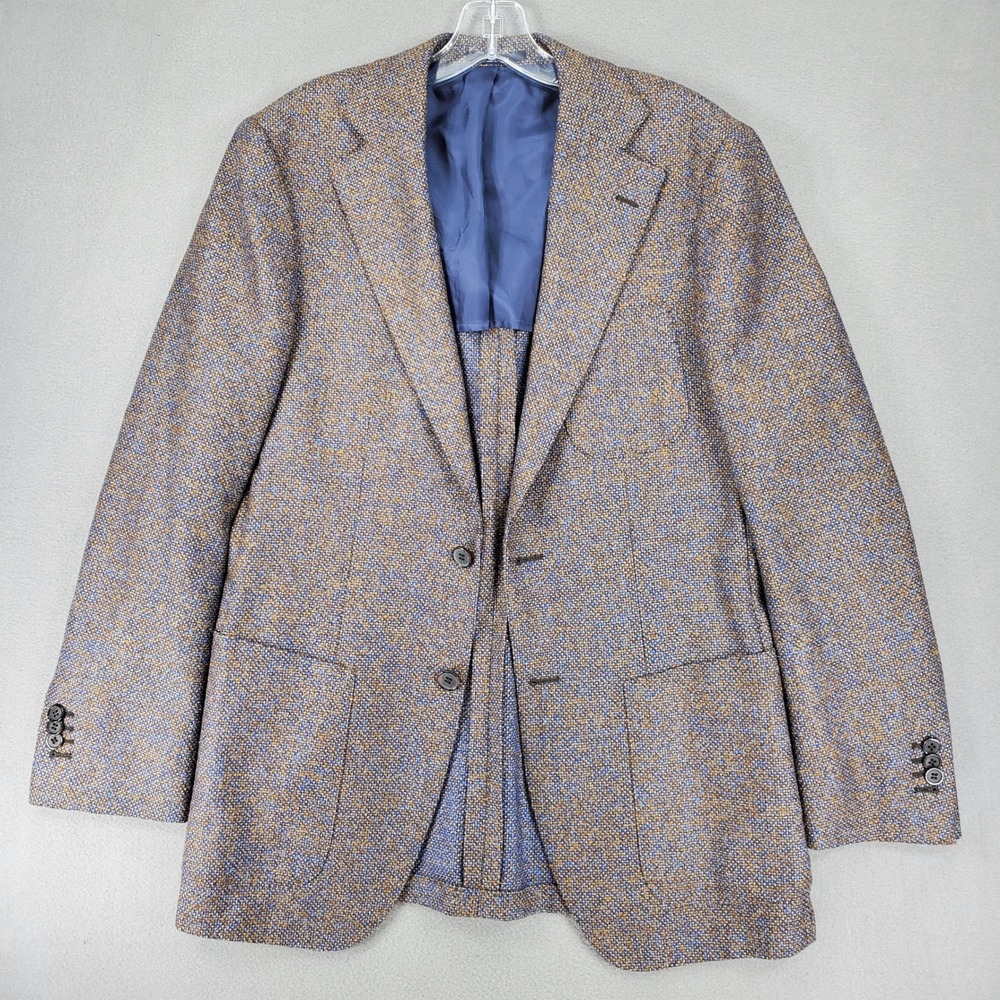 Suitsupply Blazer Mens 38 R Blue Brown Hudson Wool Silk Cashmere C907I Italian
